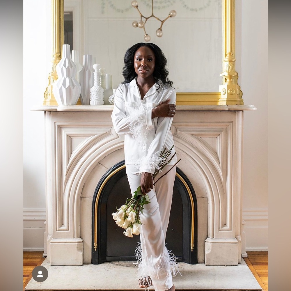 White feather pajama set
